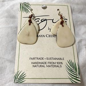 Neutral Double Drop Handmade Tagua Earrings NWT